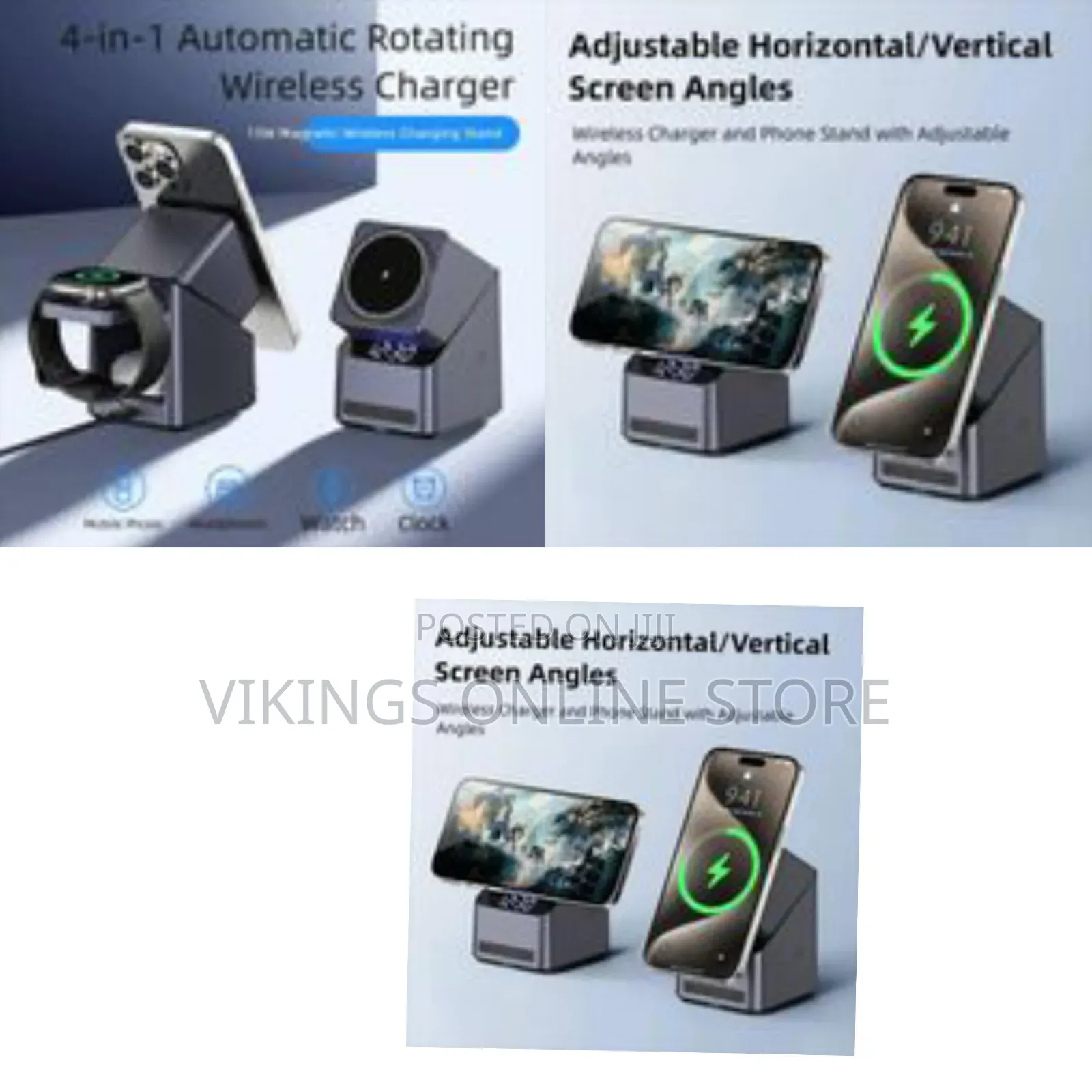 Green Lion 4 Device Multi Wireless Charger With Adjustable Viewing