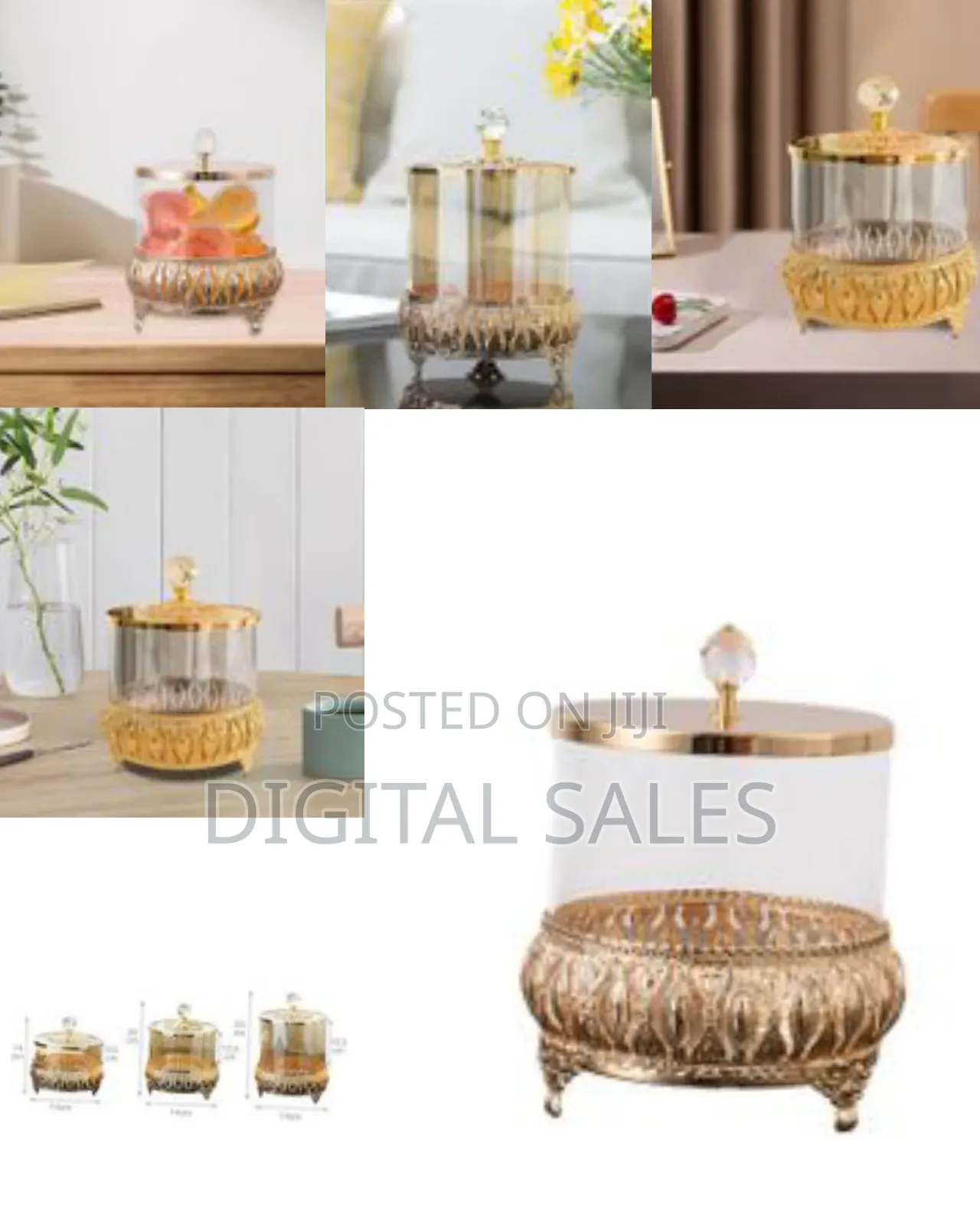 20*14cm Fityle Glass Candy Jar With Lid Sugar Bowl
