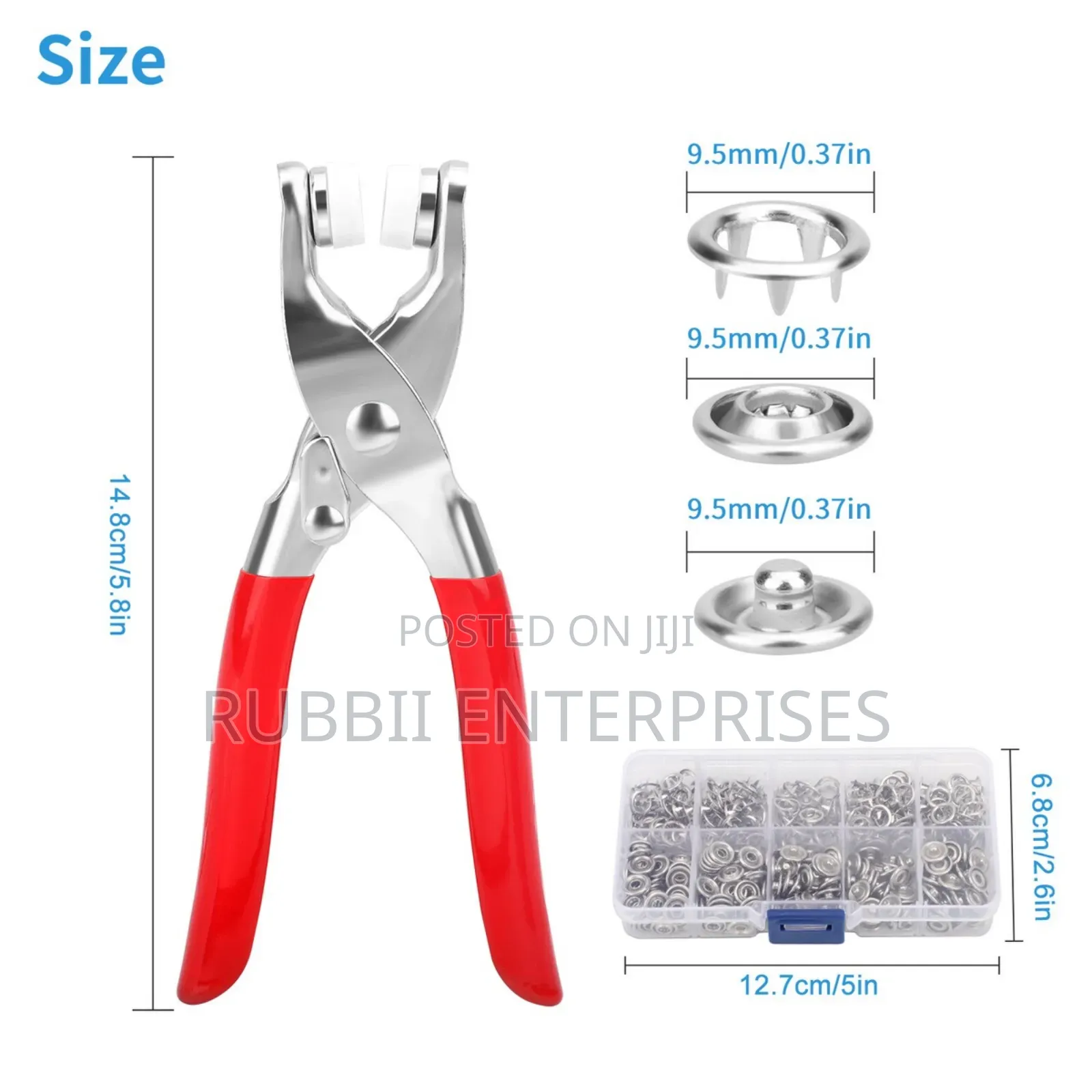 Prong Snap Fastener Kit With Hand Clamp Pliers, U