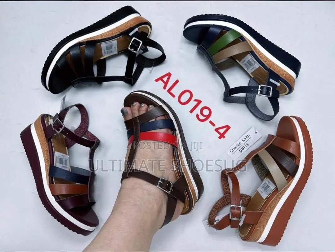 Open Leather Wedges Shoes