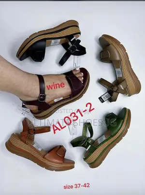 Open Leather Wedges Shoes