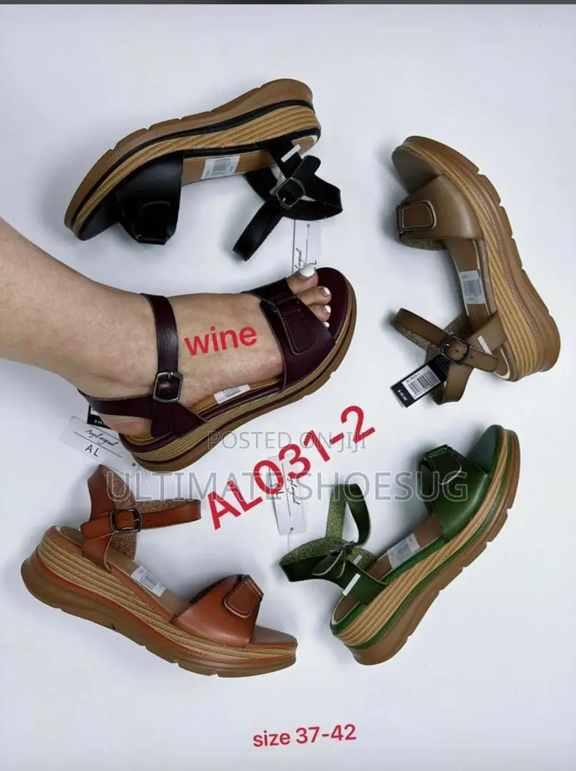 Open Leather Wedges Shoes