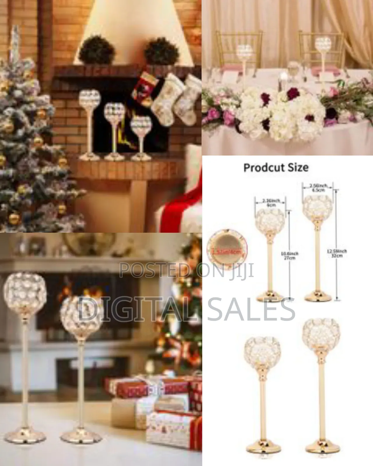 Gold Crystal Candle Holders