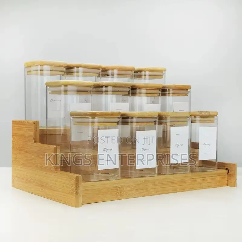 12pcs Glass Spice Jars With Bamboo Lid