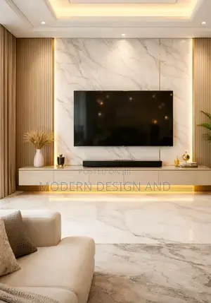 Tv Unit Wall Panelled and Marble Sheet at 98