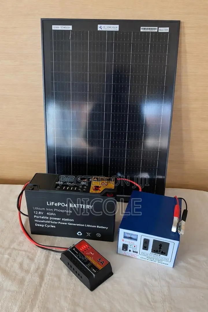 Complete 30w Solar Home System ,Panel,Battery,Inverter +Accessories