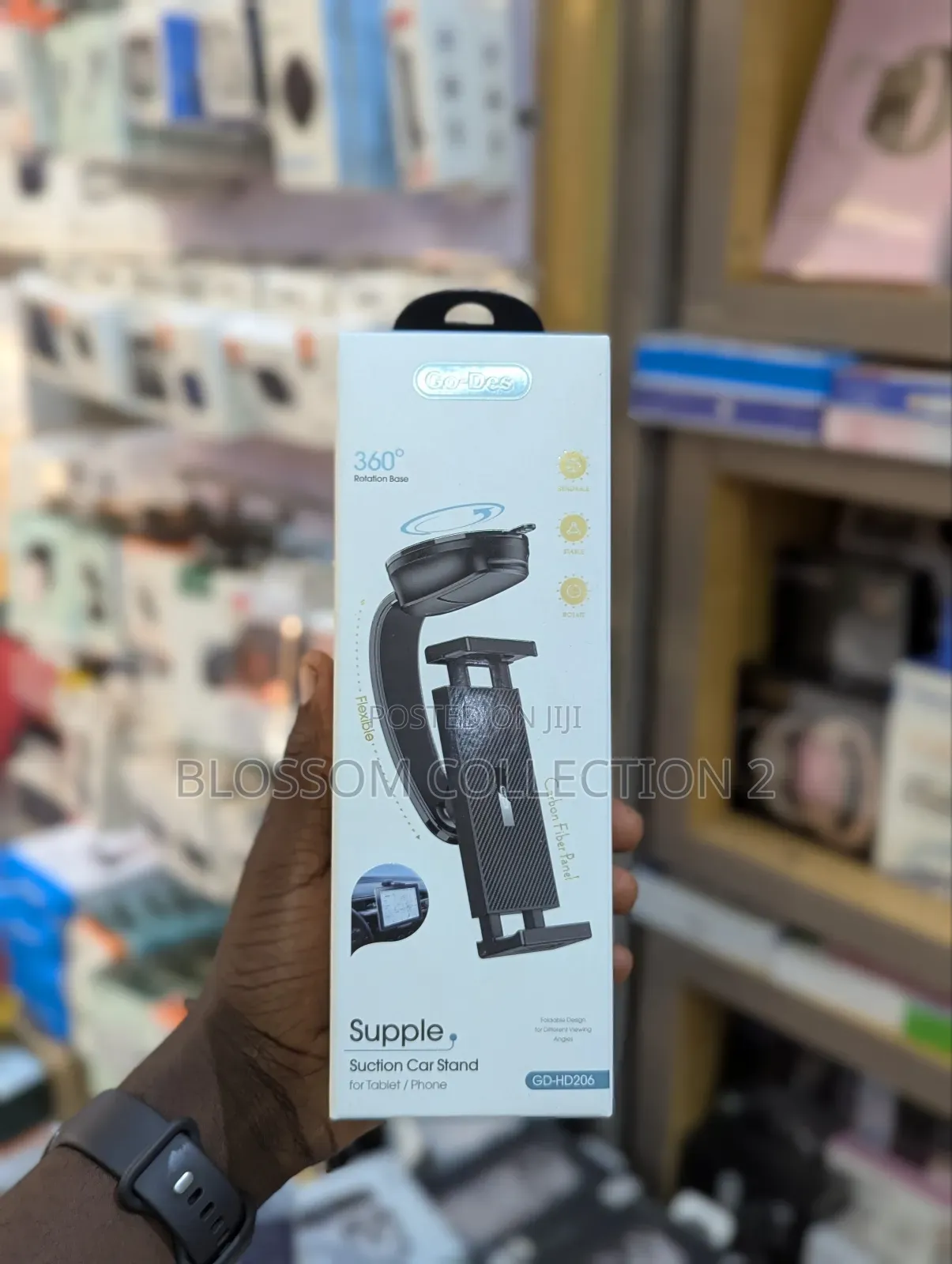 Go Des Supple Suction Car Phone Holder for Tablet and Mobile Phone