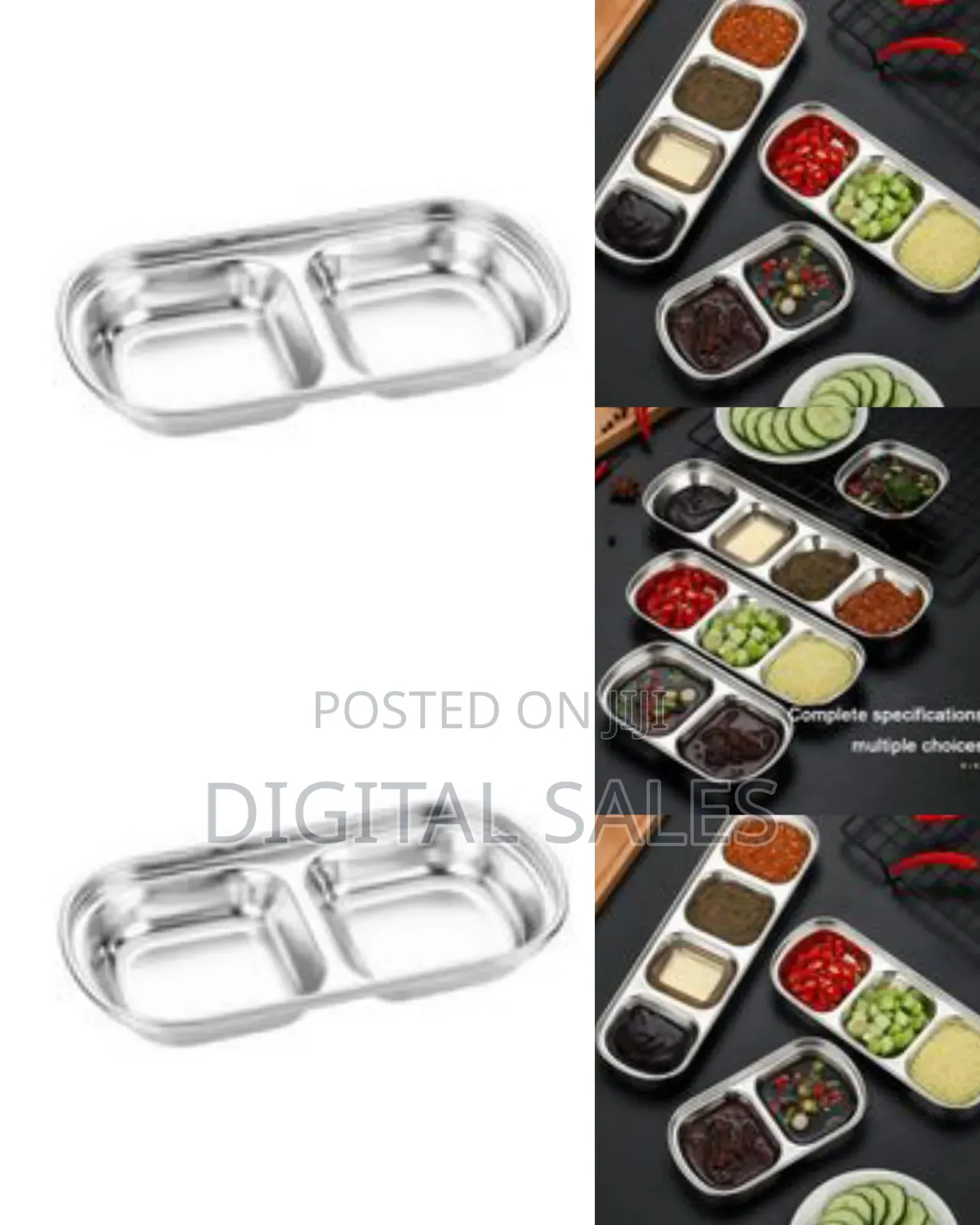 2 Compartment Salad Sauce Dish Food Dipping Bowl