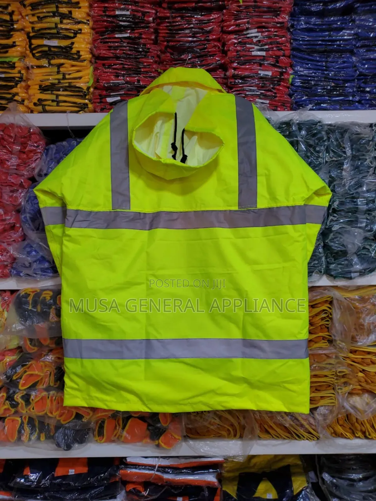 Rain Jacket With Reflective Safety Stripes,