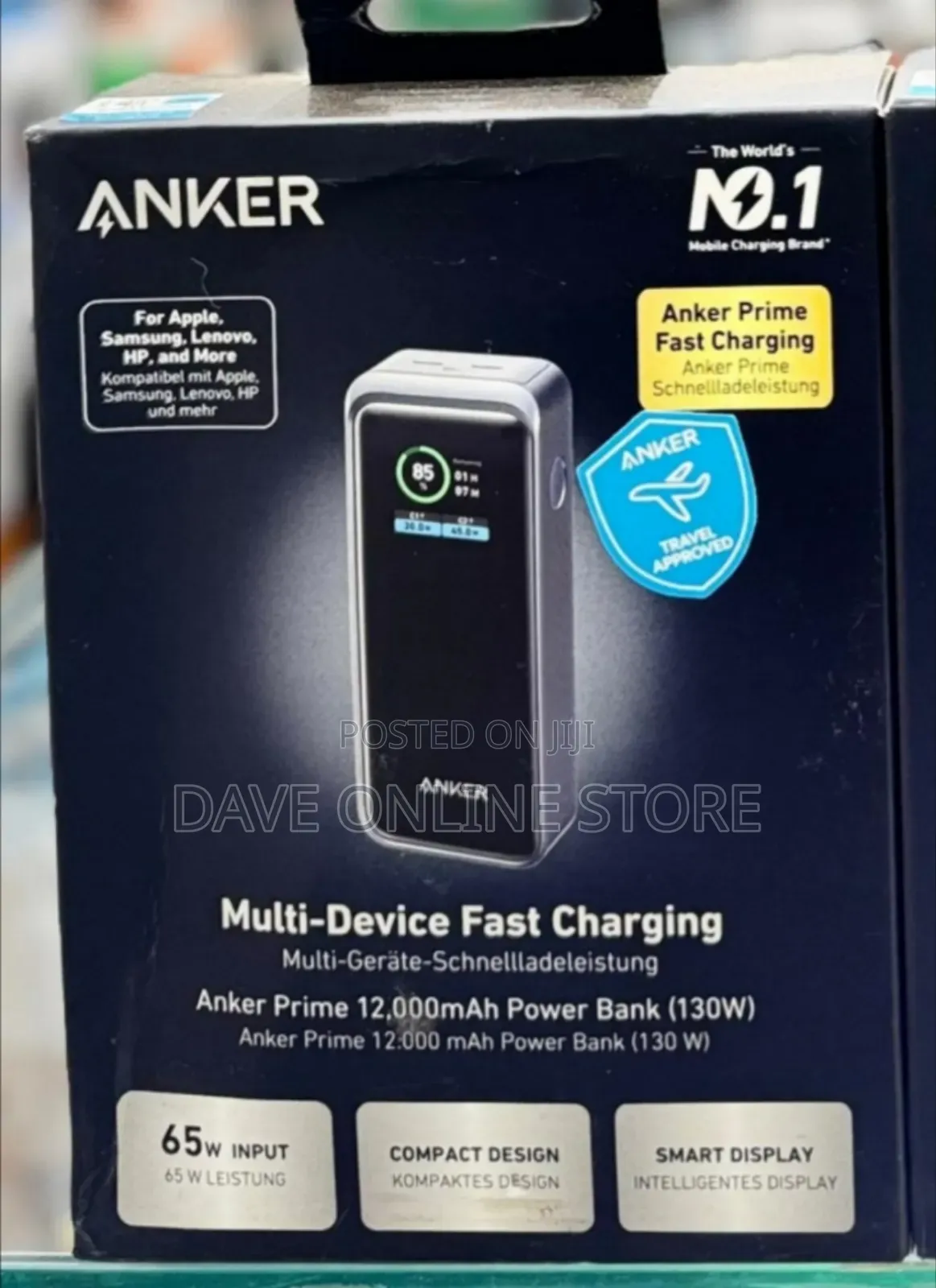 Anker Prime 12,000mah Power Bank (130w), Model A1335 -