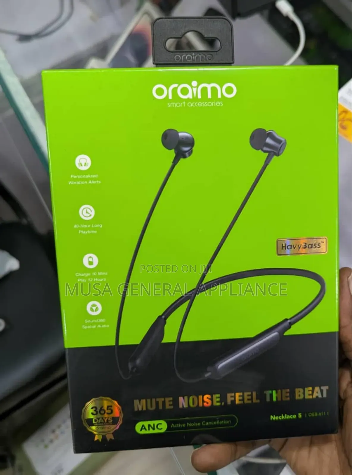 Oraimo Necklace 5 Active Noise-Canceling Neckband Earphones.