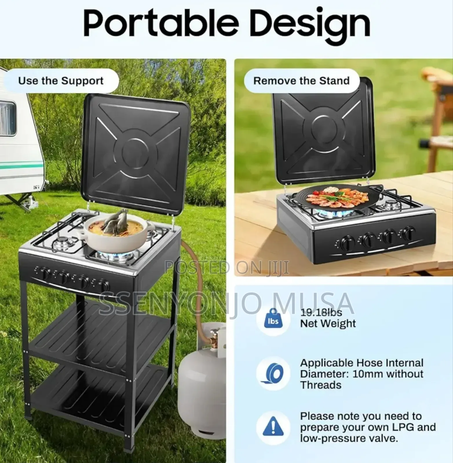 Boma Gas Stove 4 Burner Fully Gas 50×50cm With Stand – Auto Ignition