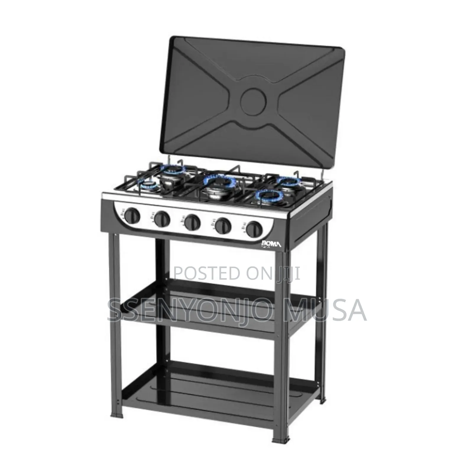 Boma Gas Stove 5 Burner 50×60cm Cooker With Shelves – Auto Ignition
