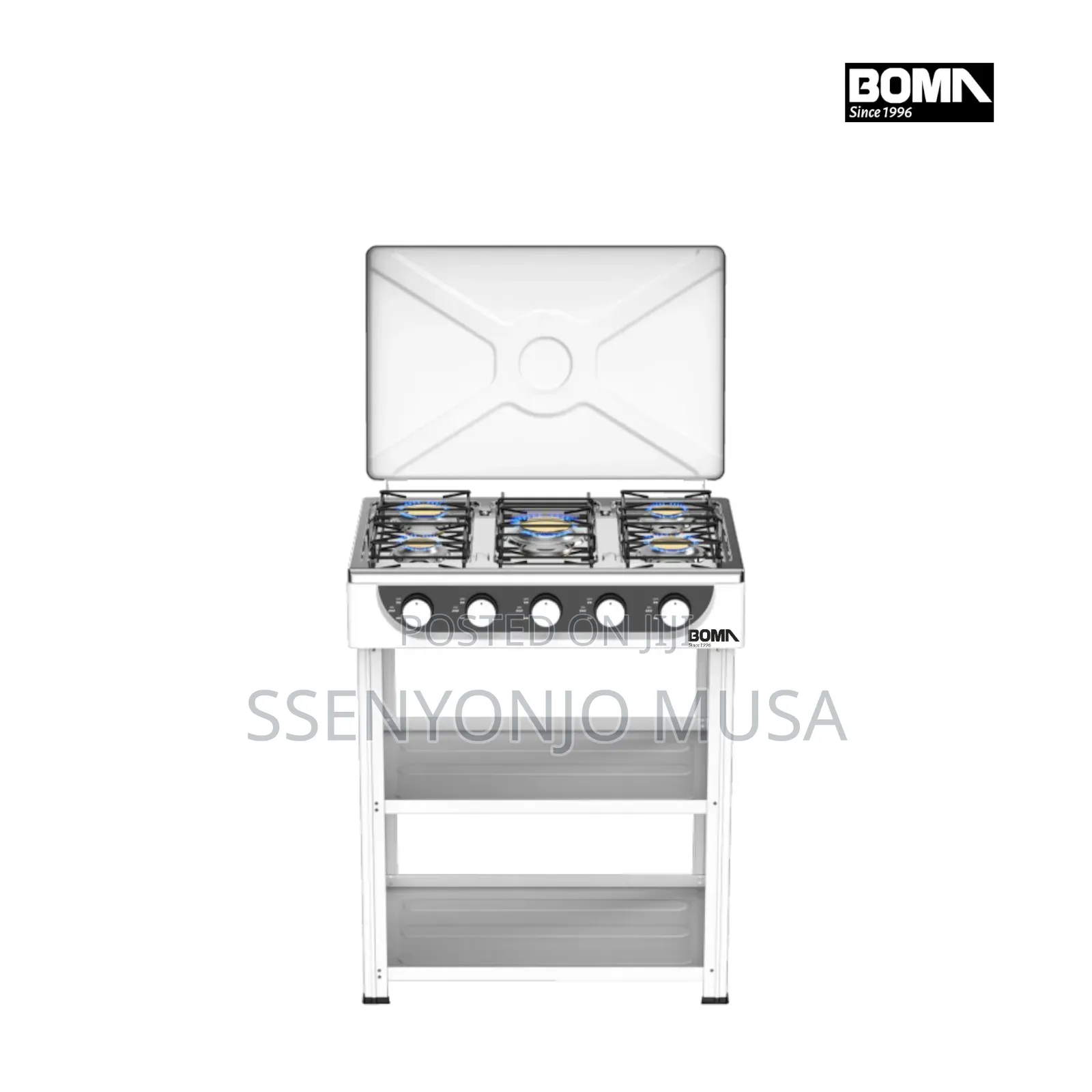 Boma Gas Stove 5 Burner 50×60cm Cooker With Shelves – Auto Ignition