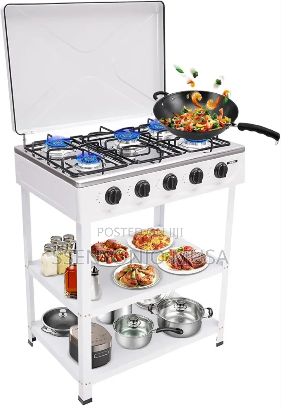 Boma Gas Stove 5 Burner 50×60cm Cooker With Shelves – Auto Ignition