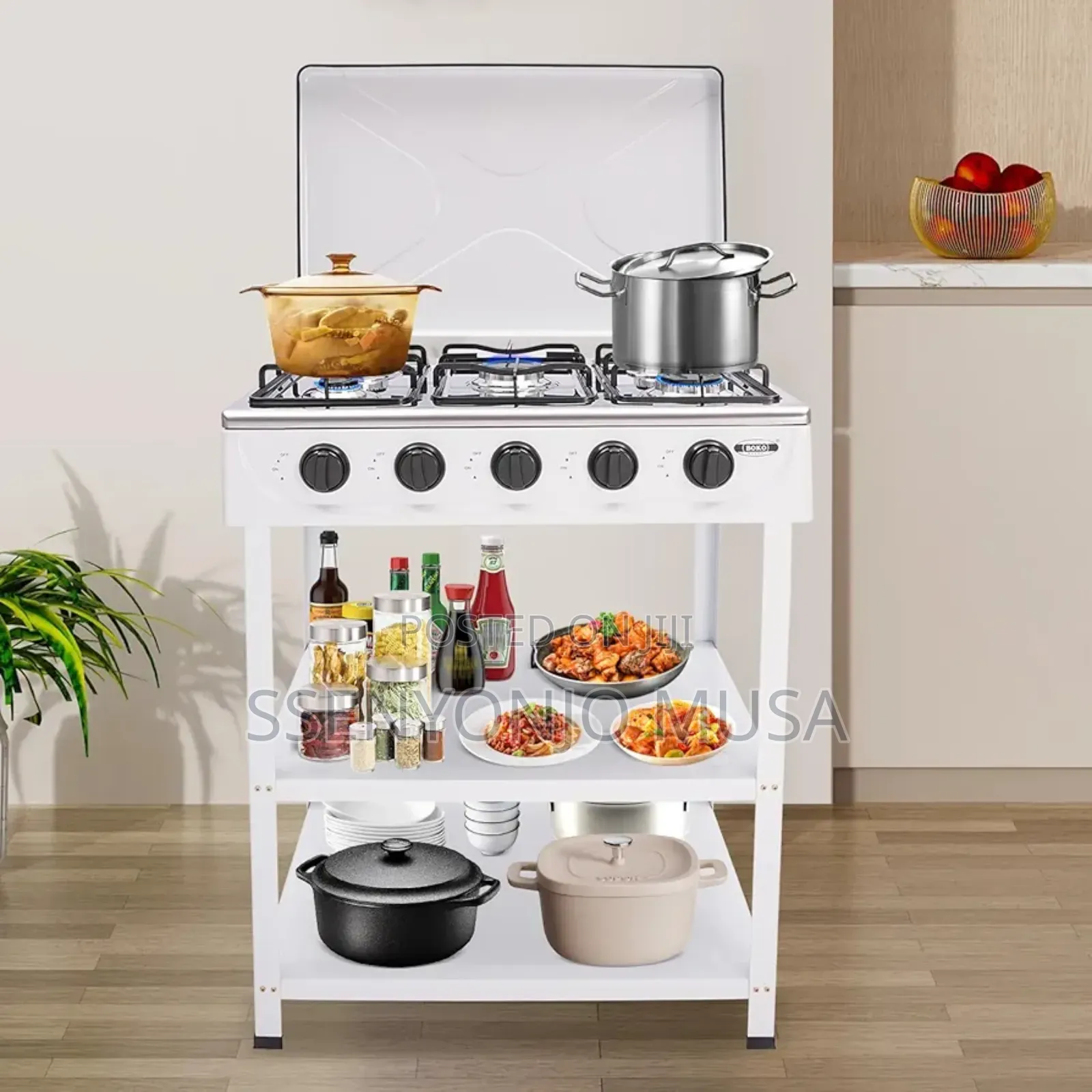 Boma Gas Stove 5 Burner 50×60cm Cooker With Shelves – Auto Ignition