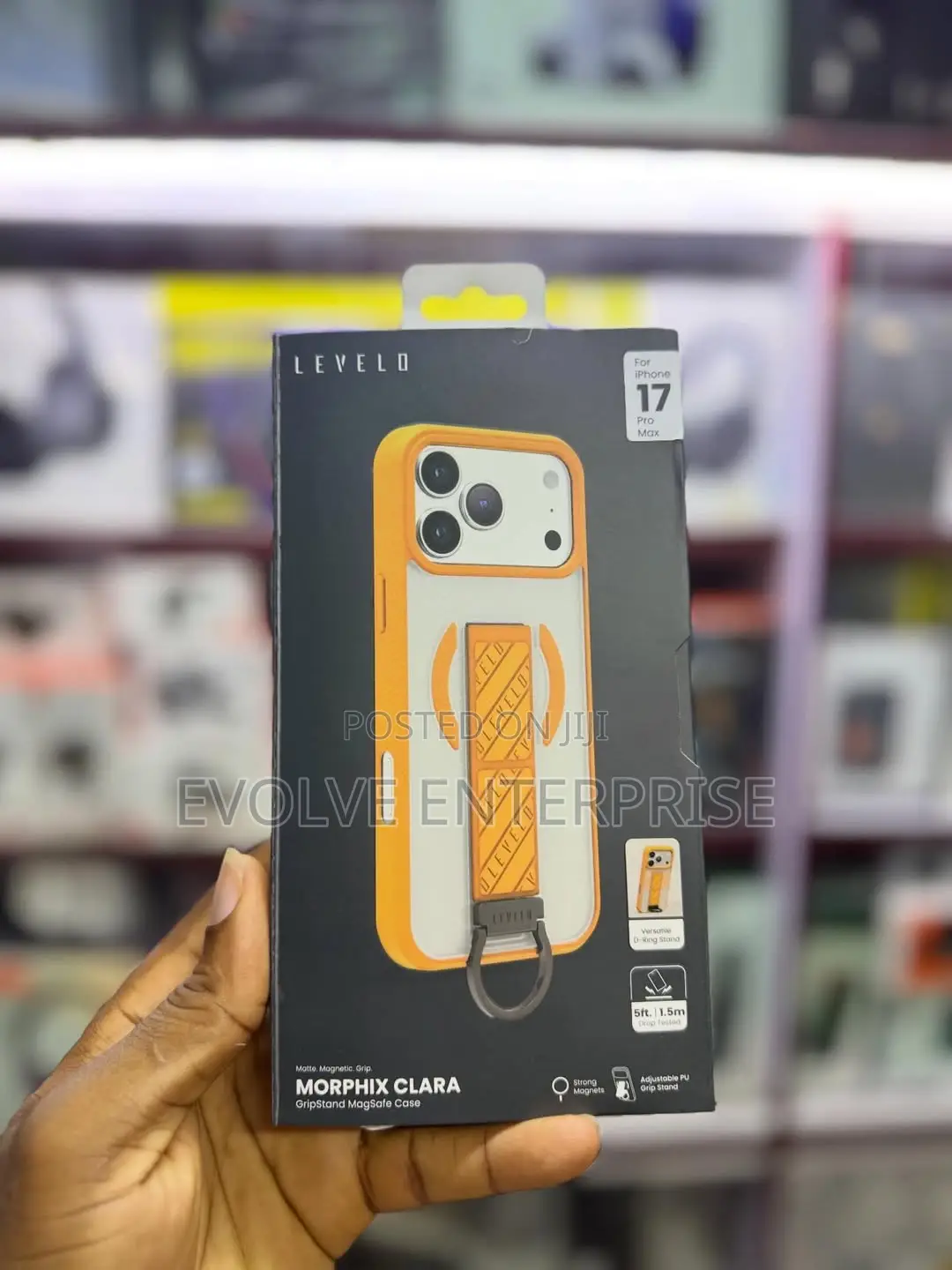 Levelo Morphix Vallo Leather Grip Stand Case for iPhone 17 Pro Max