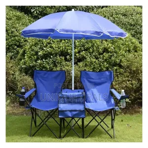 Camping Chair With Parasol Folding Chair for Couples Double Fishing