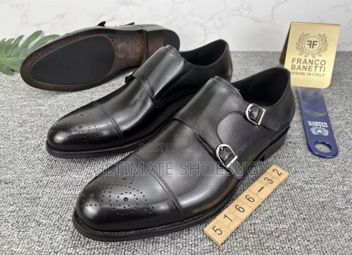 Mens Double Buckle Leather Oxfords
