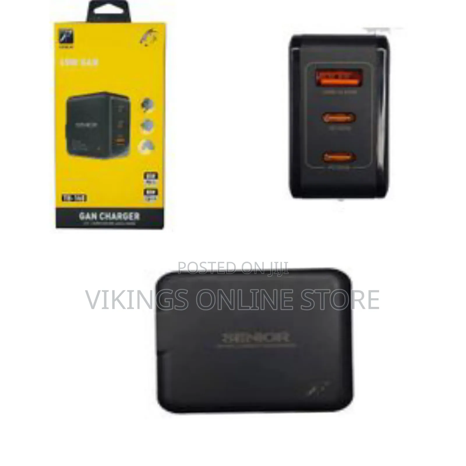Senior Usb C Wall Charger 3-Port Gan Pd Fast Charging Dual Usb-C-Black