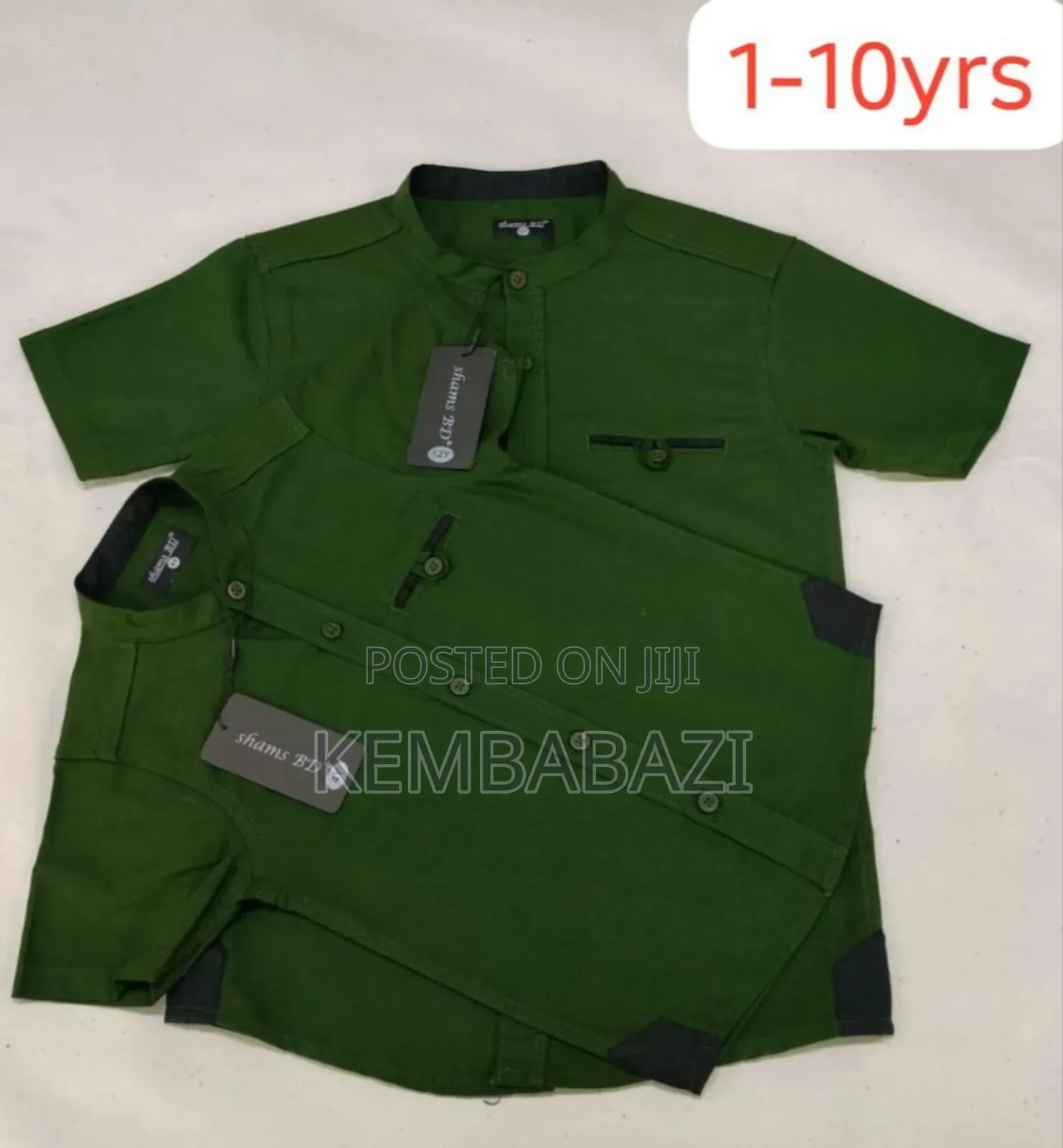 Boys' Collarless Short-Sleeve Shirts