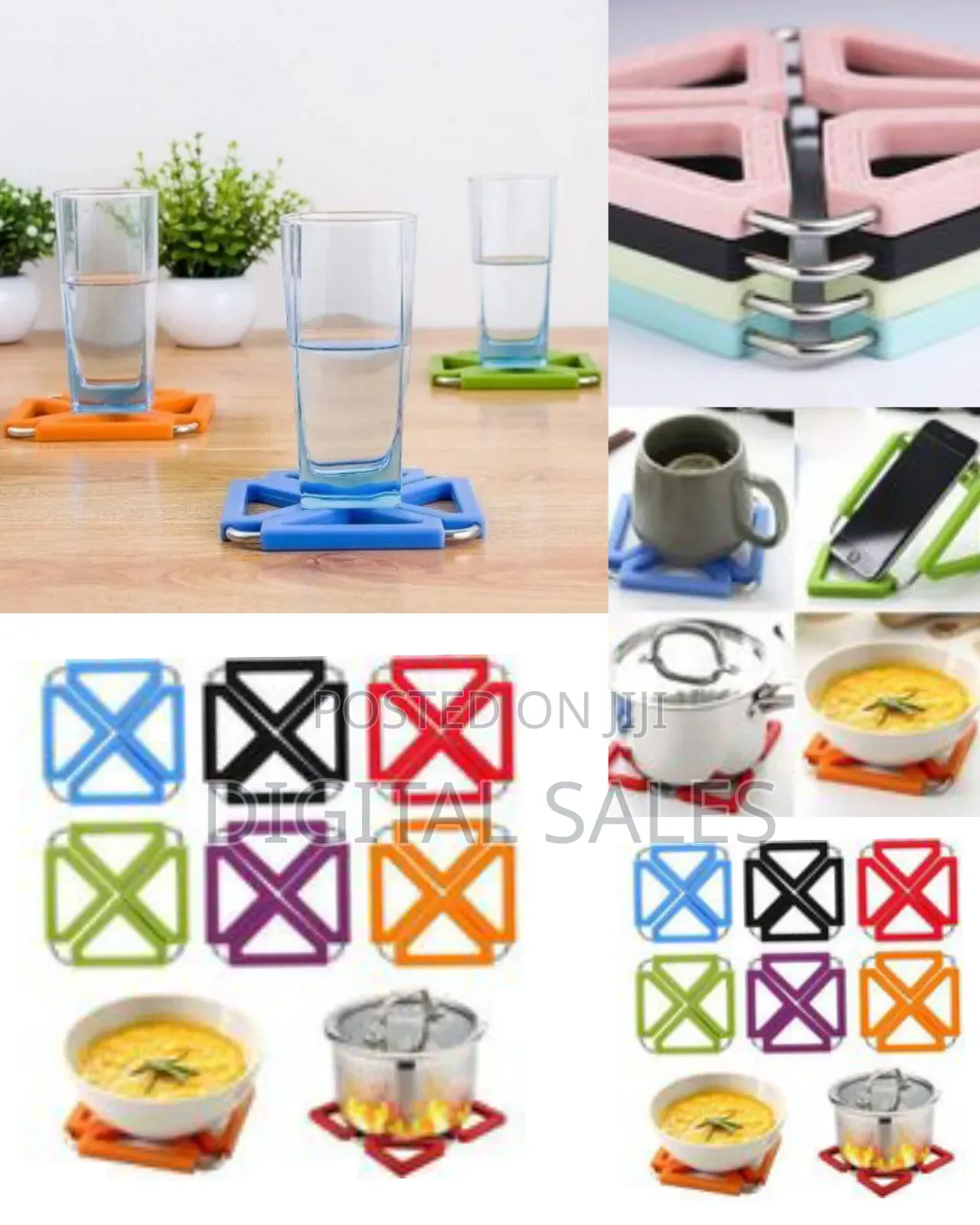 Foldable Heat-Resistant Trivet and Hot Pad Set (6 Pieces)