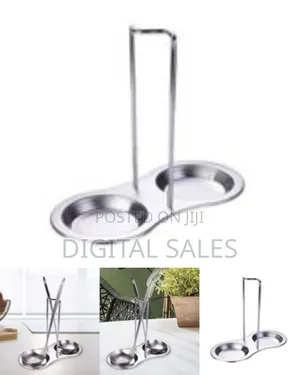 Dual Stainless Steel Vertical Ladle Stand With Drip Tray