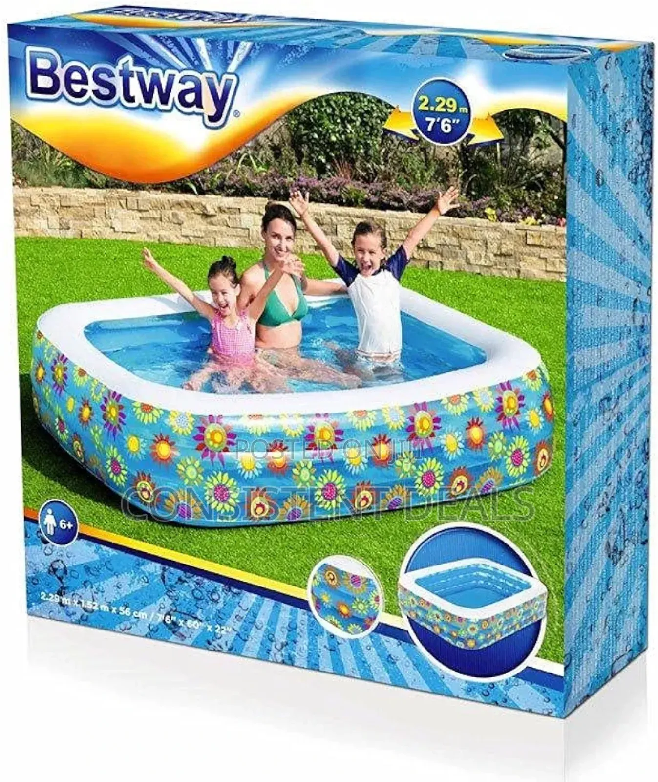 Bestway Inflatable Family Pool 229 X 152 X 56cm 54120
