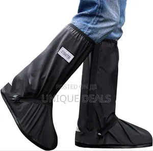 Black Waterproof Rain Boot Shoe Cover With Reflector