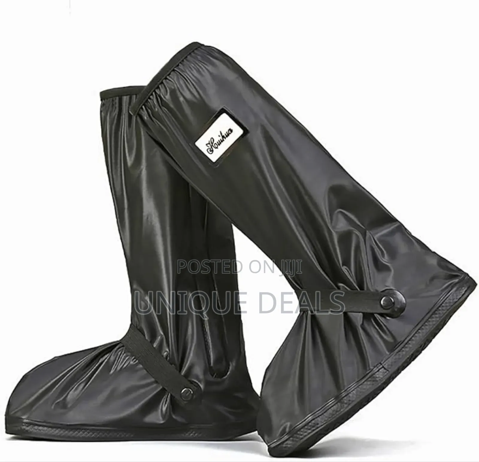Black Waterproof Rain Boot Shoe Cover With Reflector