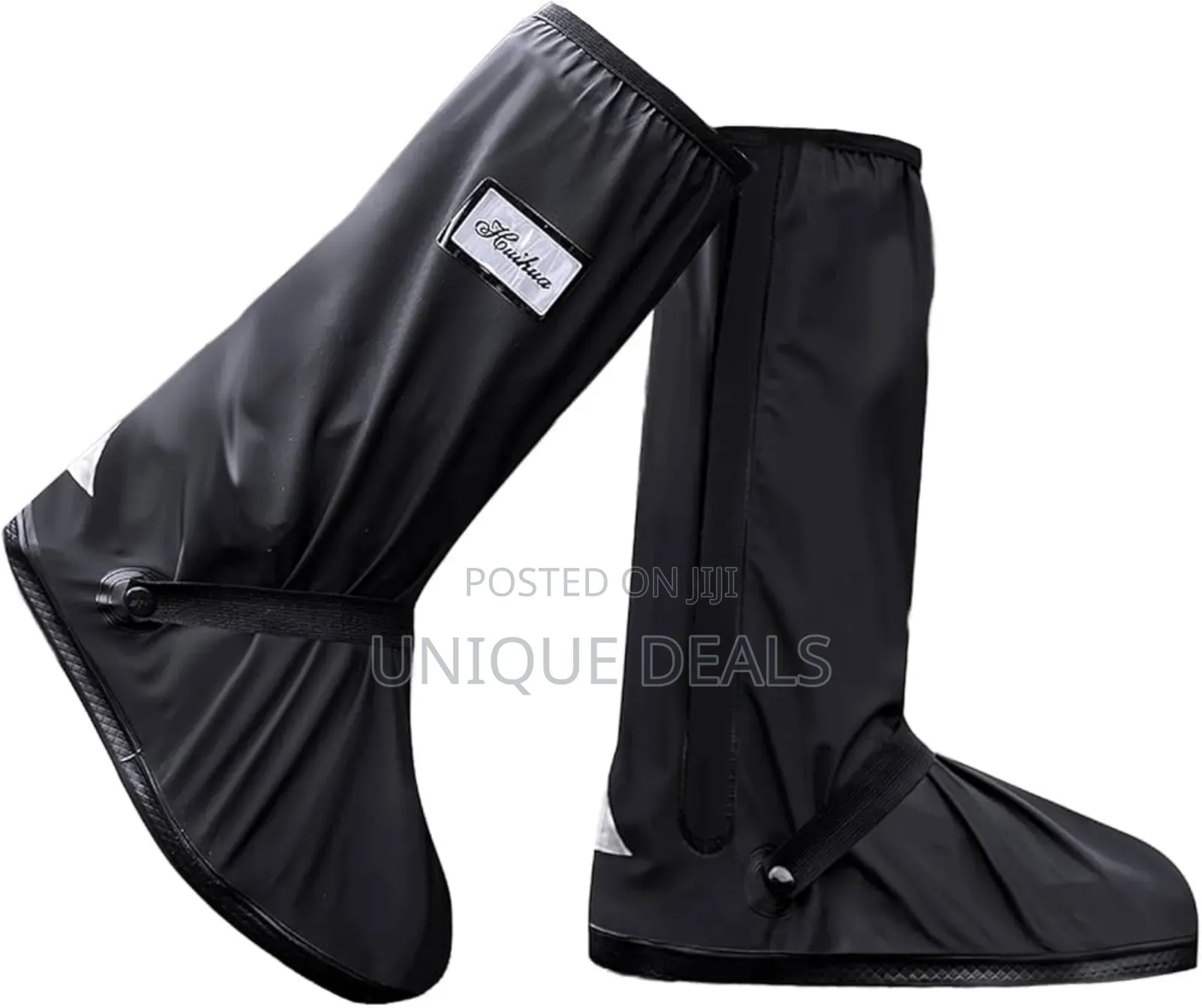 Black Waterproof Rain Boot Shoe Cover With Reflector