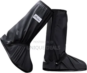 Black Waterproof Rain Boot Shoe Cover With Reflector