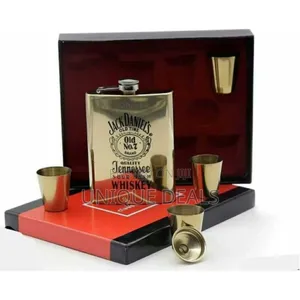 304 Stainless Steel Hip Flask Set, With 4 Cups