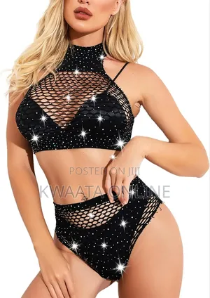 Micro Slingshot Bikini Rhinestone Lingerie Set for Women Bra and Thong