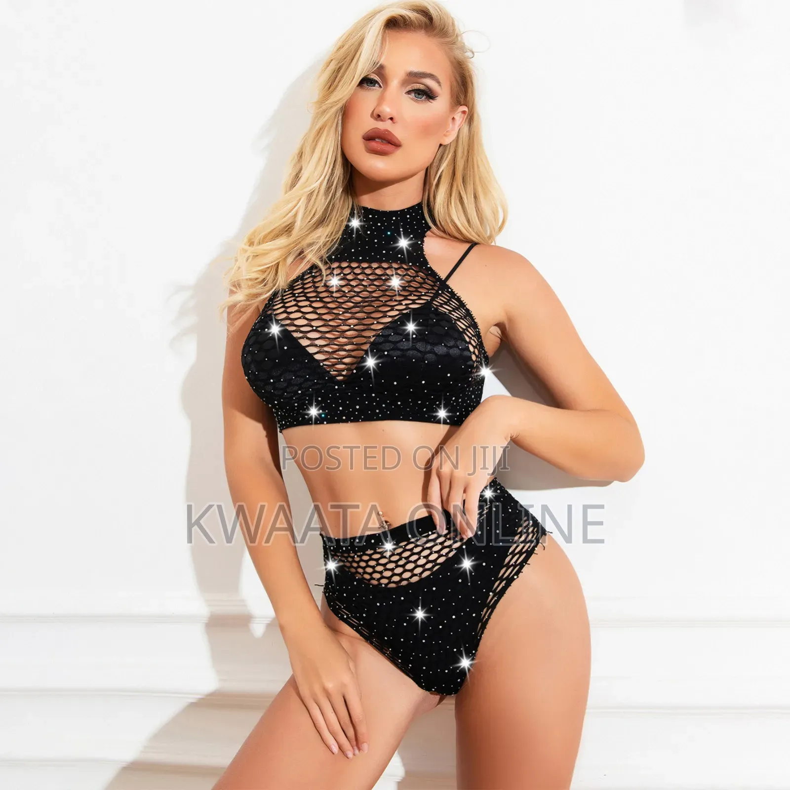 Micro Slingshot Bikini Rhinestone Lingerie Set for Women Bra and Thong