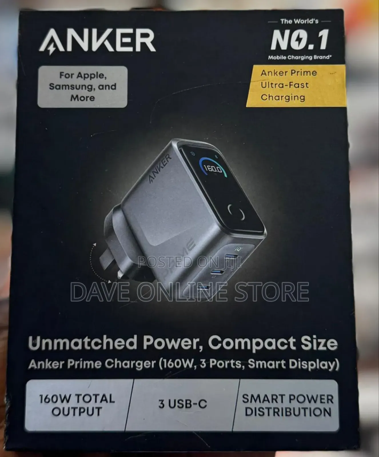 Anker Prime Charger 160w, 3ports , Smart Power Distribution