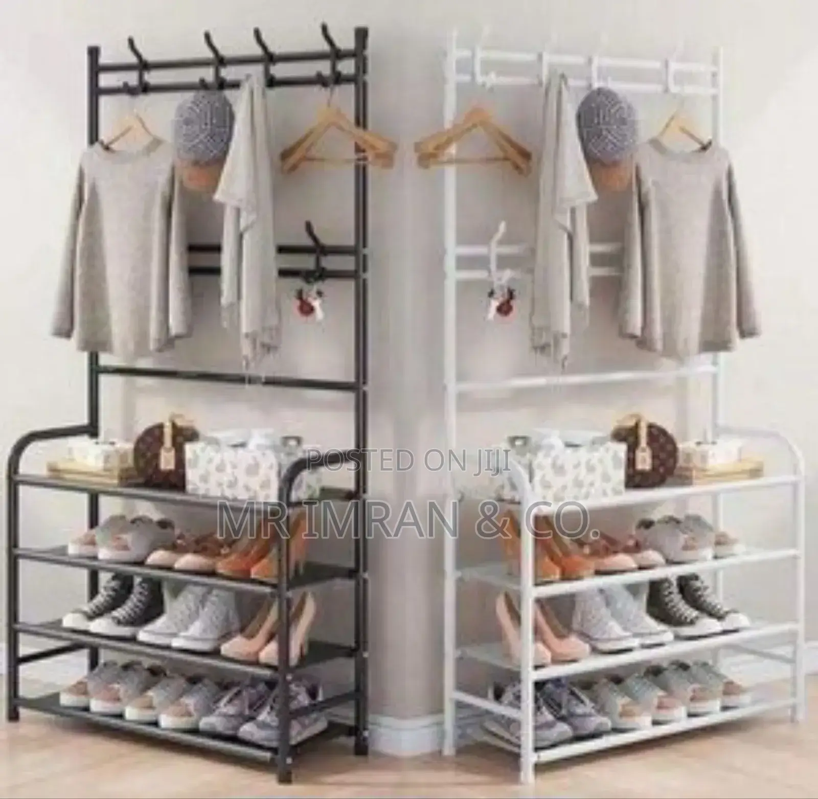 Multifunctional Metal Shoe Rack and Coat Hanger Organizer