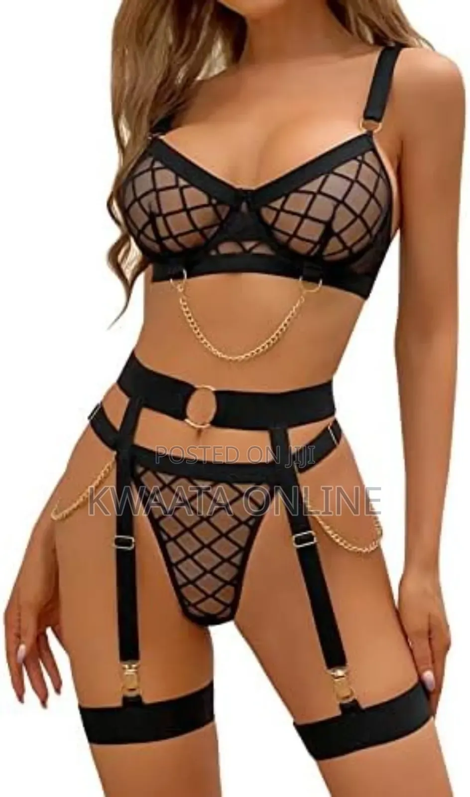 Women Lingerie Set With Garter Belts Lace Sexy Underwired Push Up Bra