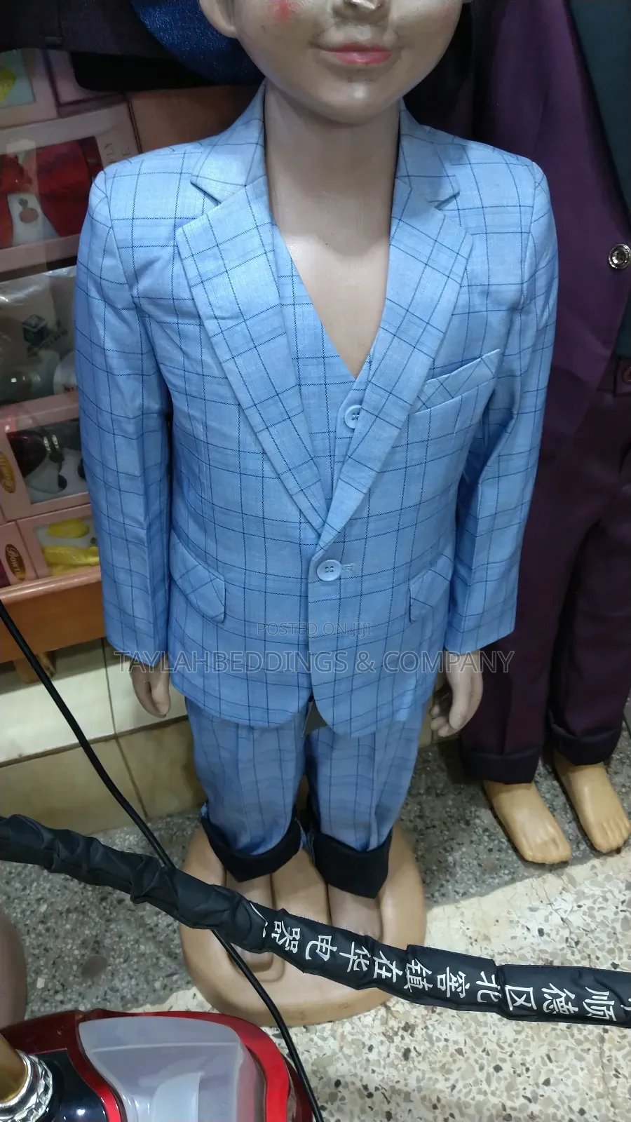 Boys Suits 3 Piece Slim Fit Check Plaid Kids Tuxedo Suits for Boys
