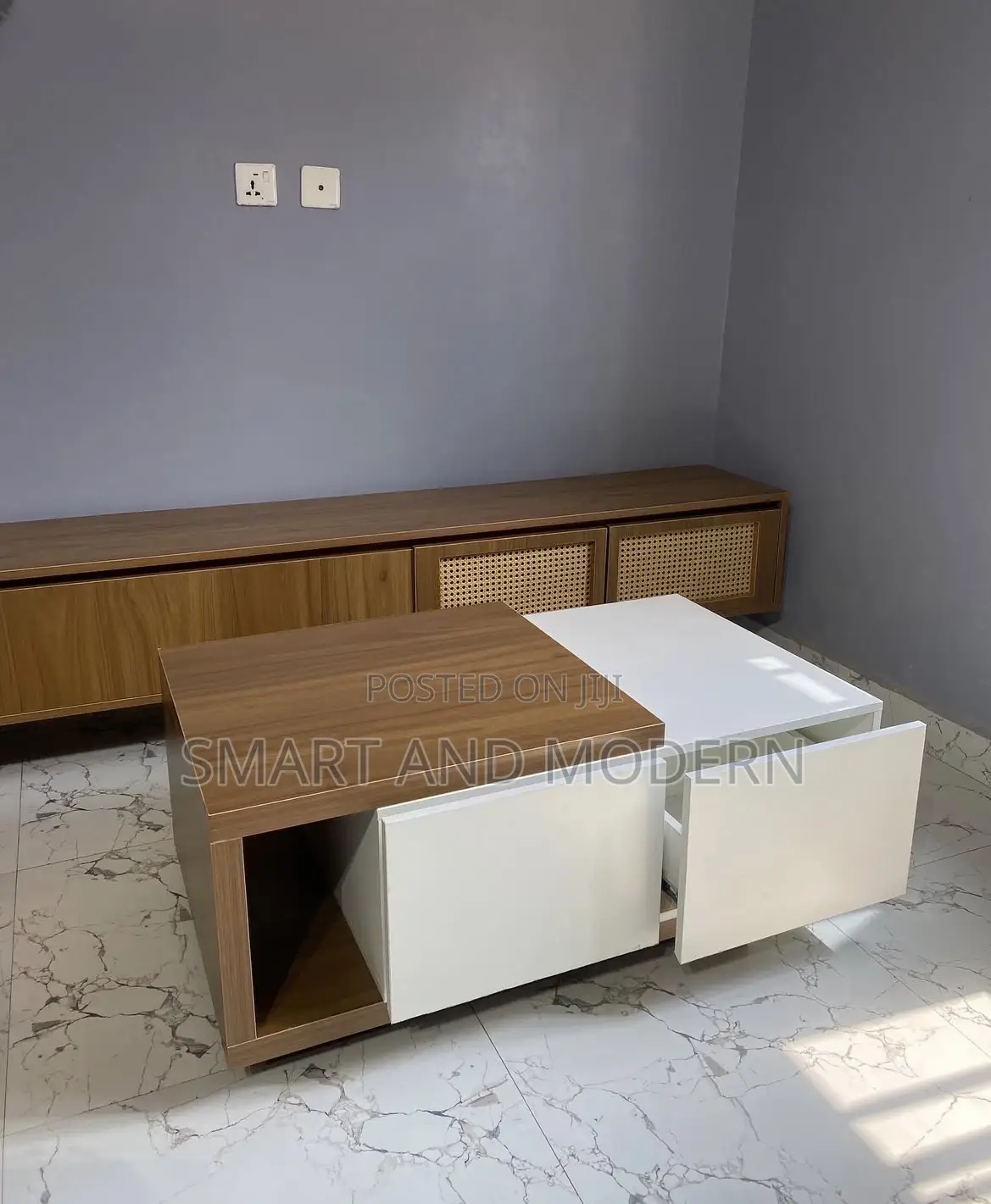 /Modern Wood Coffee Table /Storage Drawers /Space Center Table Center/