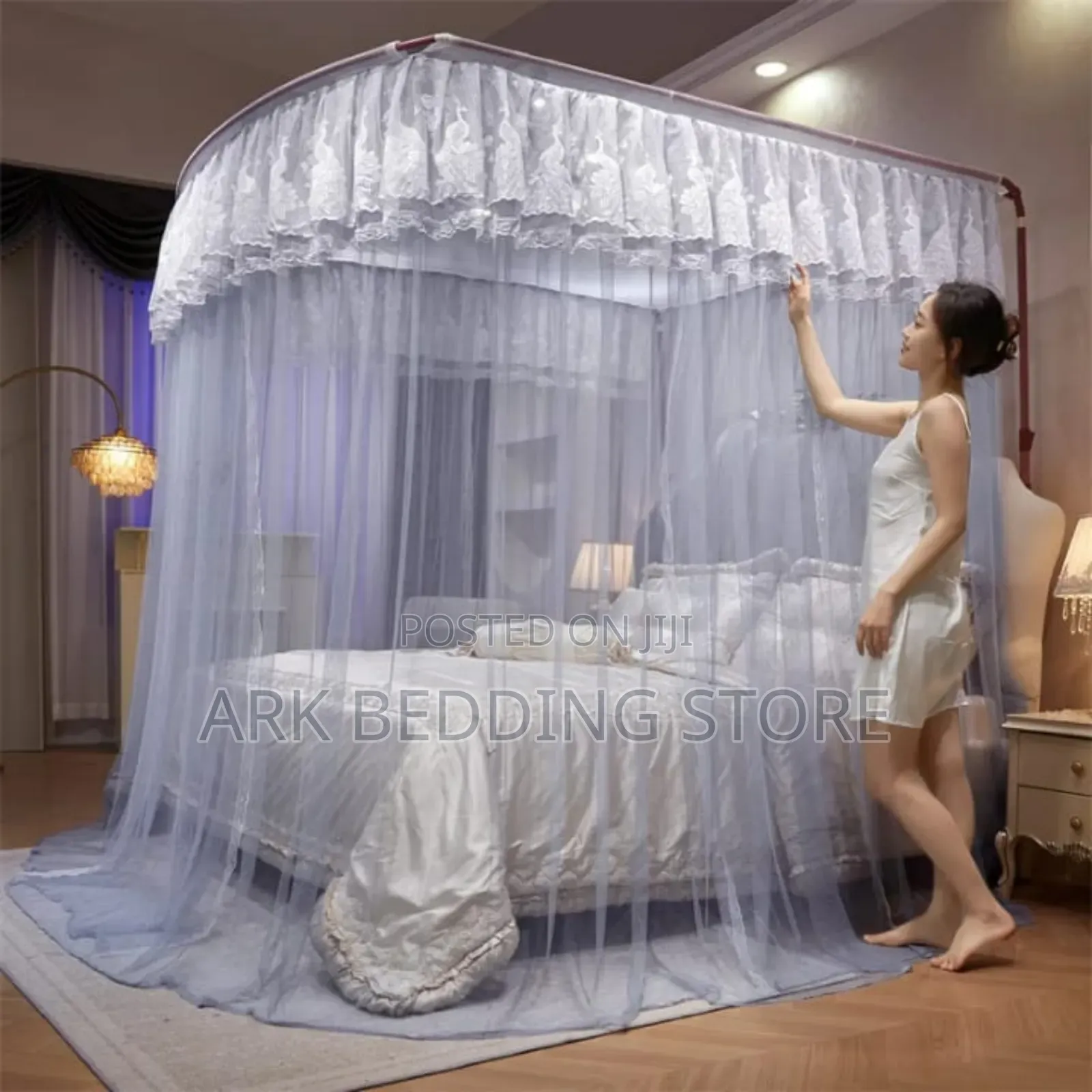 Greyish 2 Stands Adjustable Mosquito Net