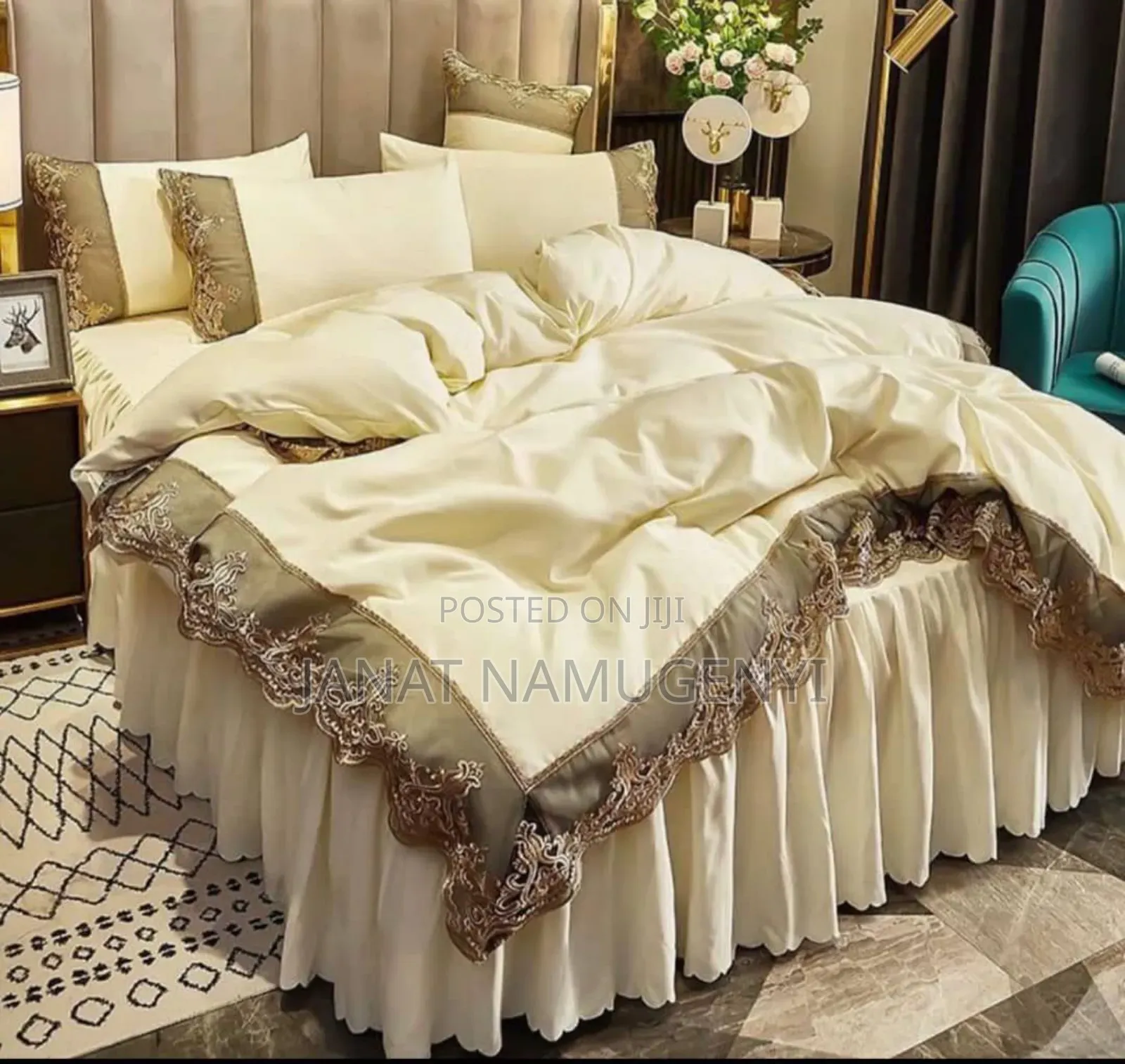 Lace 6 Piece Duvet Available in Different Plain Colors
