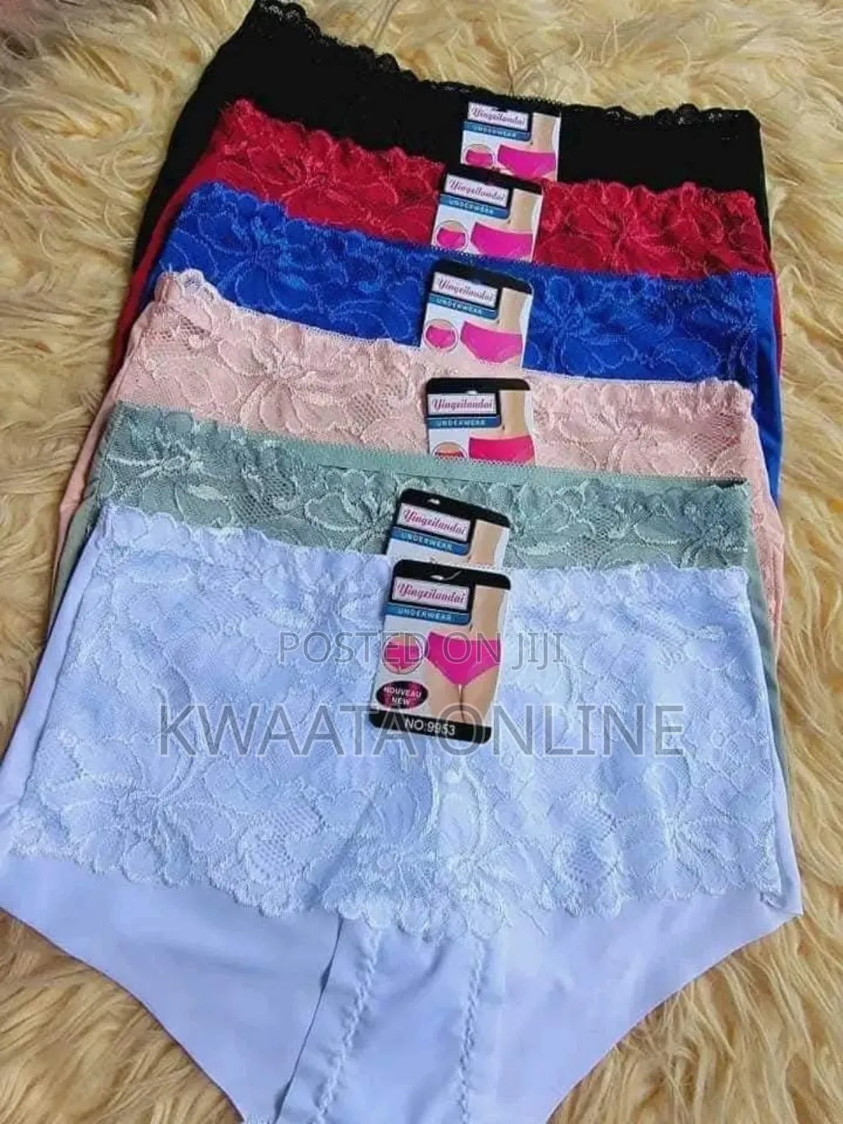 High Waist Cotton Floral Net Sexy Design Women Knickers-6 Pieces