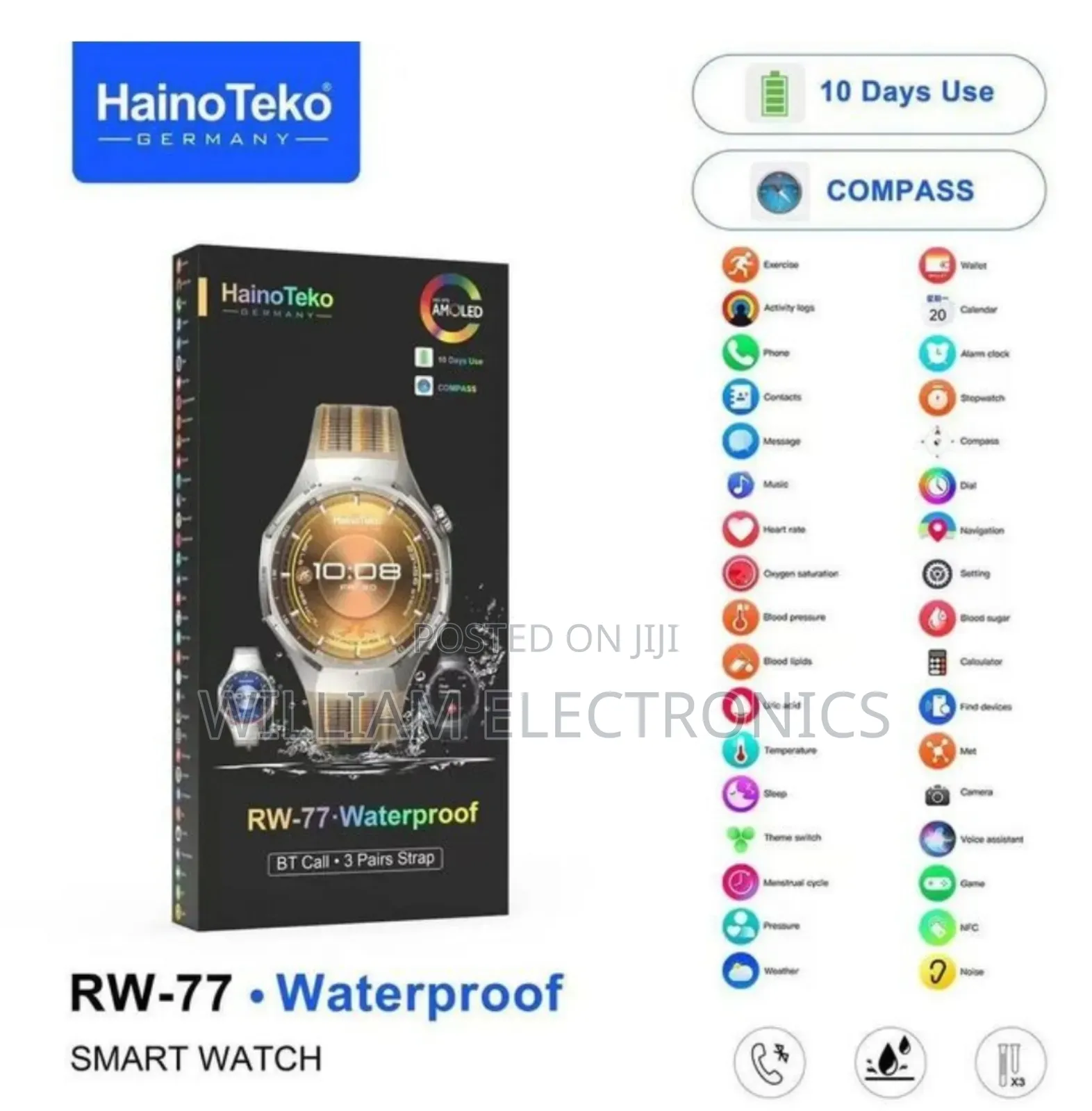 Hainoteko Rw77 Waterproof Smart Watch