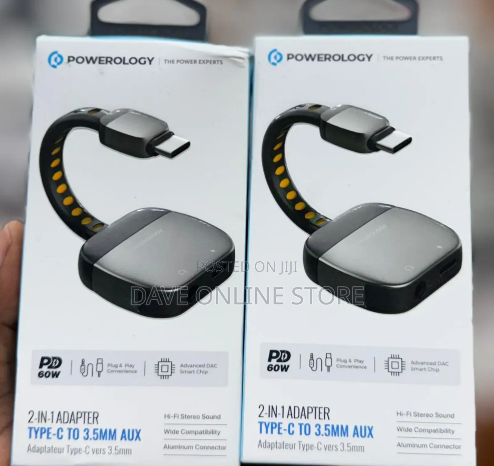 Powerology 2-in-1 Type-C to 3.5mm Aux Adapter