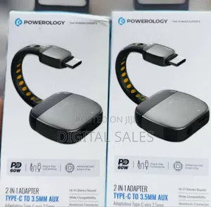 Powerology 2-in-1 Type-C to 3.5mm Aux Adapter