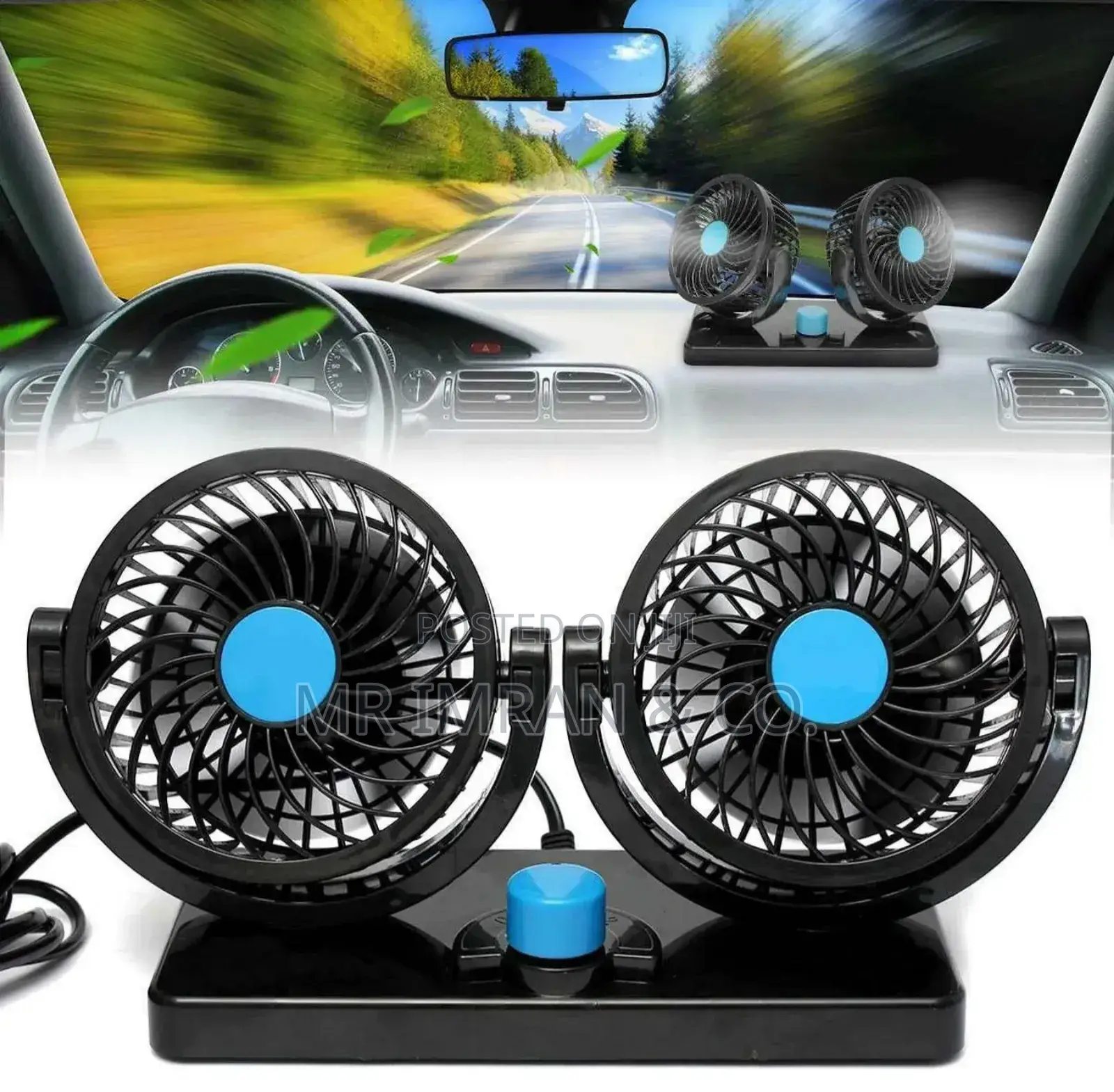 Portable Double Head Car Fan