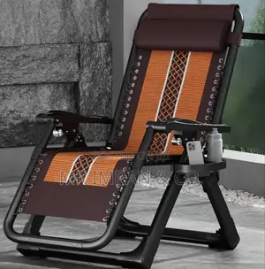 Foldable, Brown and Orange Checkered Zero-Gravity Chair