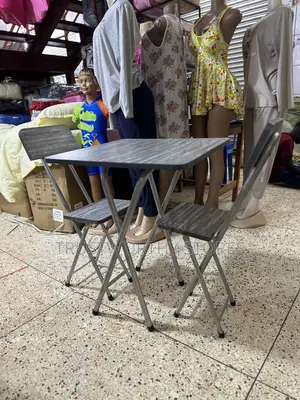 X-Shaped Foldable Wood Table Set of 2 Chairs and 1 Table