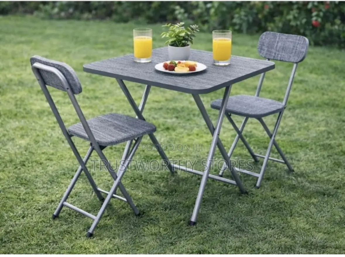 X-Shaped Foldable Wood Table Set of 2 Chairs and 1 Table